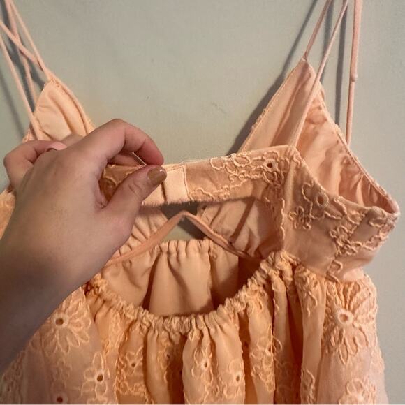 NWT For Love & Lemons Peach Pink Floral Bustier Mini Dress XS - Picture 9 of 14